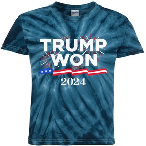 Trump Wins 2024 Presidential Election 2024 Donald Trump Wins Us Presidency Kids Tie-Dye T-Shirt