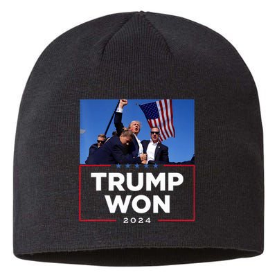 Trump Won 2024 Get Over It 47th Us President Sustainable Beanie