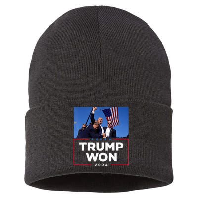 Trump Won 2024 Get Over It 47th Us President Sustainable Knit Beanie