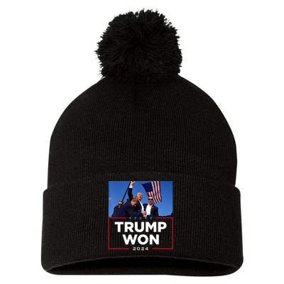 Trump Won 2024 Get Over It 47th Us President Pom Pom 12in Knit Beanie