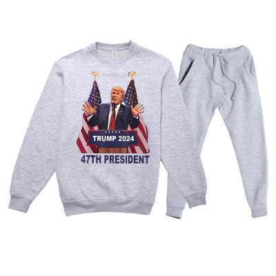 Trump Won 2024 President 47th Of White House Donald Trump Premium Crewneck Sweatsuit Set