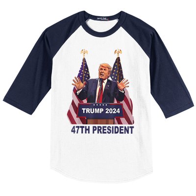 Trump Won 2024 President 47th Of White House Donald Trump Baseball Sleeve Shirt