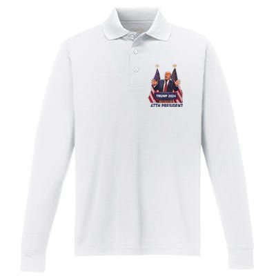 Trump Won 2024 President 47th Of White House Donald Trump Performance Long Sleeve Polo