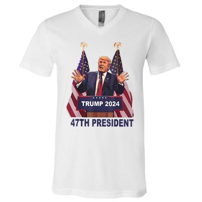 Trump Won 2024 President 47th Of White House Donald Trump V-Neck T-Shirt