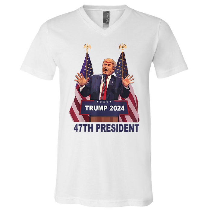 Trump Won 2024 President 47th Of White House Donald Trump V-Neck T-Shirt