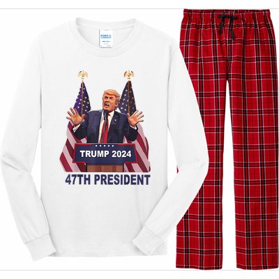 Trump Won 2024 President 47th Of White House Donald Trump Long Sleeve Pajama Set