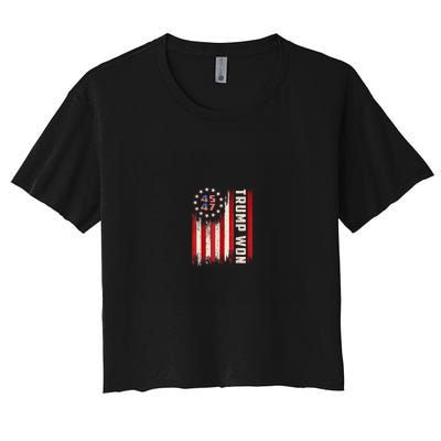 Trump Won 2024 45 47th President Usa Flag Women's Crop Top Tee