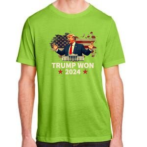 Trump Won 2024 President 47th Election Us Flag Adult ChromaSoft Performance T-Shirt