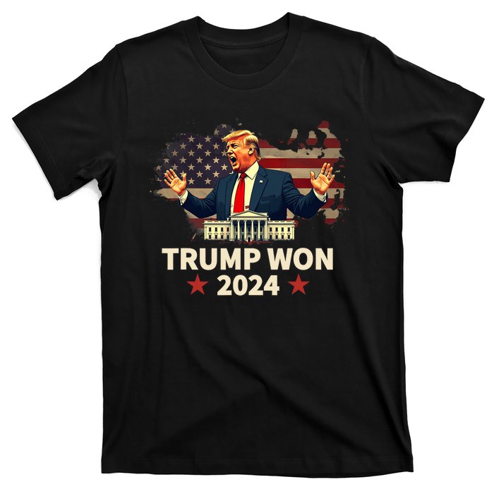 Trump Won 2024 President 47th Election Us Flag T-Shirt