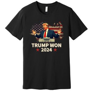 Trump Won 2024 President 47th Election Us Flag Premium T-Shirt