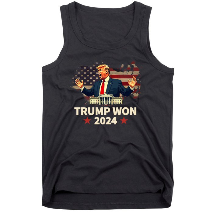 Trump Won 2024 President 47th Election Us Flag Tank Top