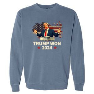 Trump Won 2024 President 47th Election Us Flag Garment-Dyed Sweatshirt