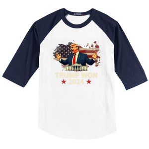 Trump Won 2024 President 47th Election Us Flag Baseball Sleeve Shirt