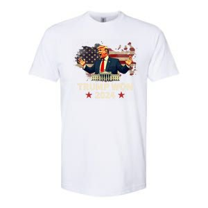 Trump Won 2024 President 47th Election Us Flag Softstyle CVC T-Shirt