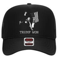 Trump Won 2024 Election Inauguration High Crown Mesh Back Trucker Hat