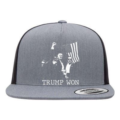 Trump Won 2024 Election Inauguration Flat Bill Trucker Hat