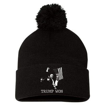 Trump Won 2024 Election Inauguration Pom Pom 12in Knit Beanie