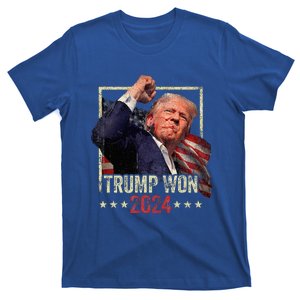 Trump Won 2024 Election President 47th American Flag T-Shirt