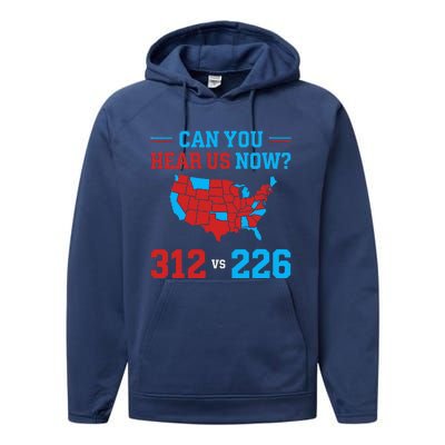 Trump Winner 312 Election Electoral Map Can Hear Now Performance Fleece Hoodie