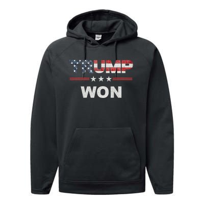 Trump Won 4th Of July American Flag Performance Fleece Hoodie