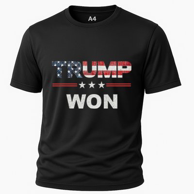 Trump Won 4th Of July American Flag Cooling Performance Crew T-Shirt