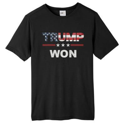 Trump Won 4th Of July American Flag Tall Fusion ChromaSoft Performance T-Shirt