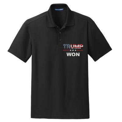 Trump Won 4th Of July American Flag Dry Zone Grid Polo