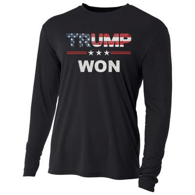 Trump Won 4th Of July American Flag Cooling Performance Long Sleeve Crew