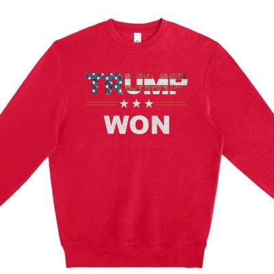 Trump Won 4th Of July American Flag Premium Crewneck Sweatshirt