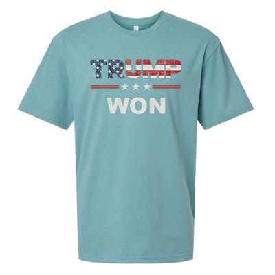 Trump Won 4th Of July American Flag Sueded Cloud Jersey T-Shirt