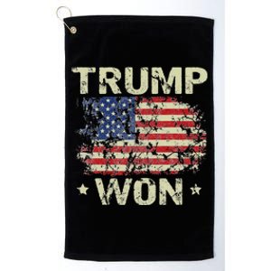 Trump Won 4th Of July American Flag For Men Platinum Collection Golf Towel