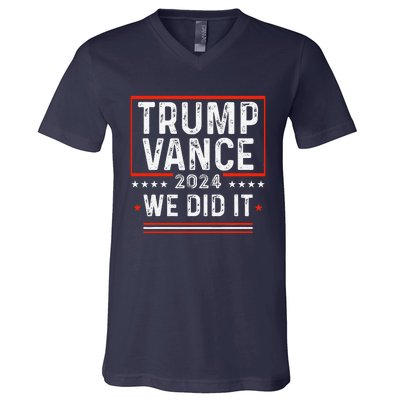 Trump Won 47th President Trump Wins Elections 2024 Victory V-Neck T-Shirt