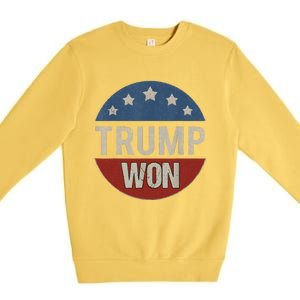 Trump Won 4th Of July American Flag Trump 2024 Premium Crewneck Sweatshirt