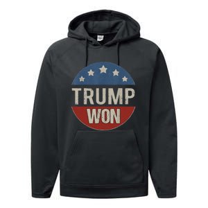 Trump Won 4th Of July American Flag Trump 2024 Performance Fleece Hoodie