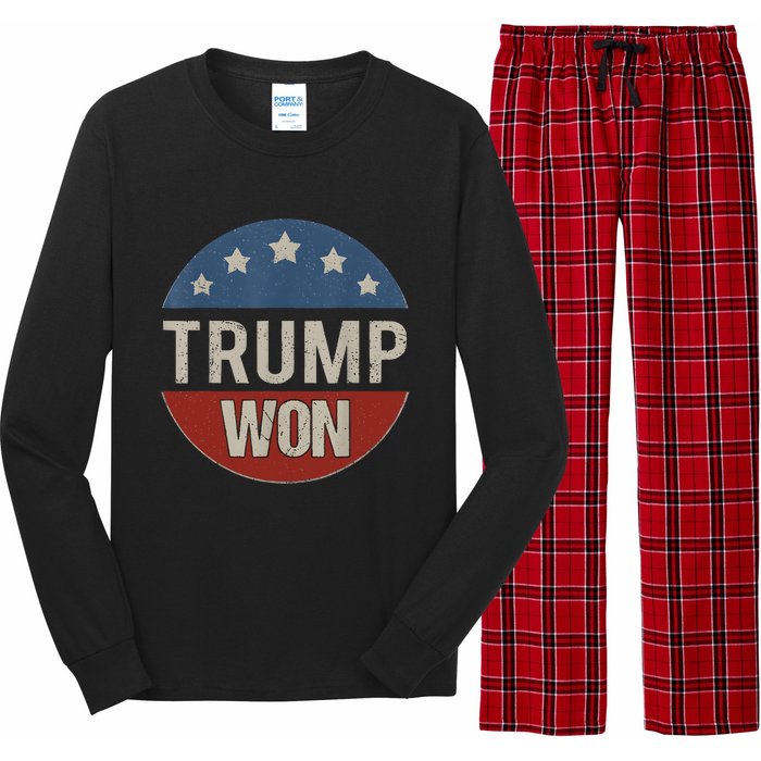 Trump Won 4th Of July American Flag Trump 2024 Long Sleeve Pajama Set