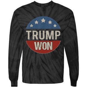 Trump Won 4th Of July American Flag Trump 2024 Tie-Dye Long Sleeve Shirt