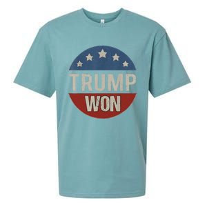 Trump Won 4th Of July American Flag Trump 2024 Sueded Cloud Jersey T-Shirt