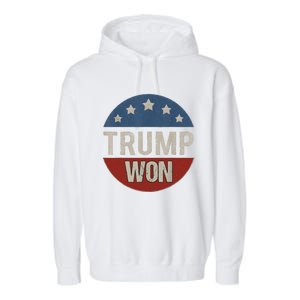 Trump Won 4th Of July American Flag Trump 2024 Garment-Dyed Fleece Hoodie