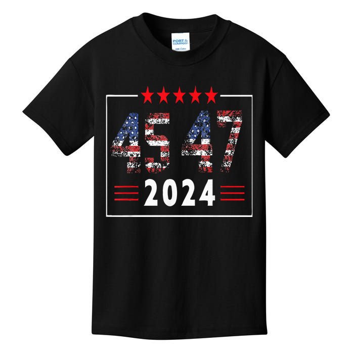 Trump Won 45 47 Trump President Vintage Election Trump 2024 Kids T-Shirt