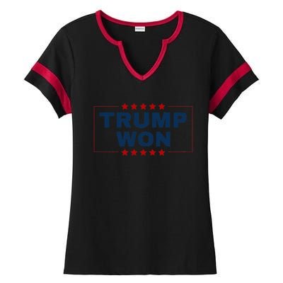 Trump Won 47th Us President Maga Won Election 2024 Ladies Halftime Notch Neck Tee