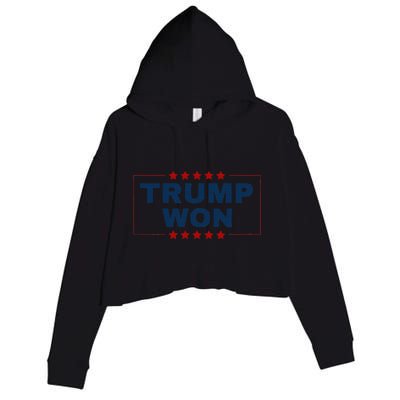 Trump Won 47th Us President Maga Won Election 2024 Crop Fleece Hoodie