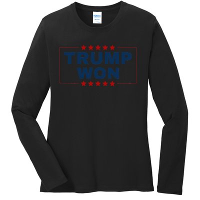 Trump Won 47th Us President Maga Won Election 2024 Ladies Long Sleeve Shirt