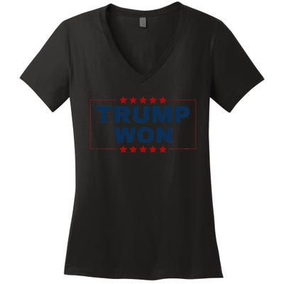 Trump Won 47th Us President Maga Won Election 2024 Women's V-Neck T-Shirt