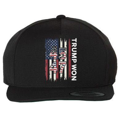 Trump Won 45 47 Wool Snapback Cap