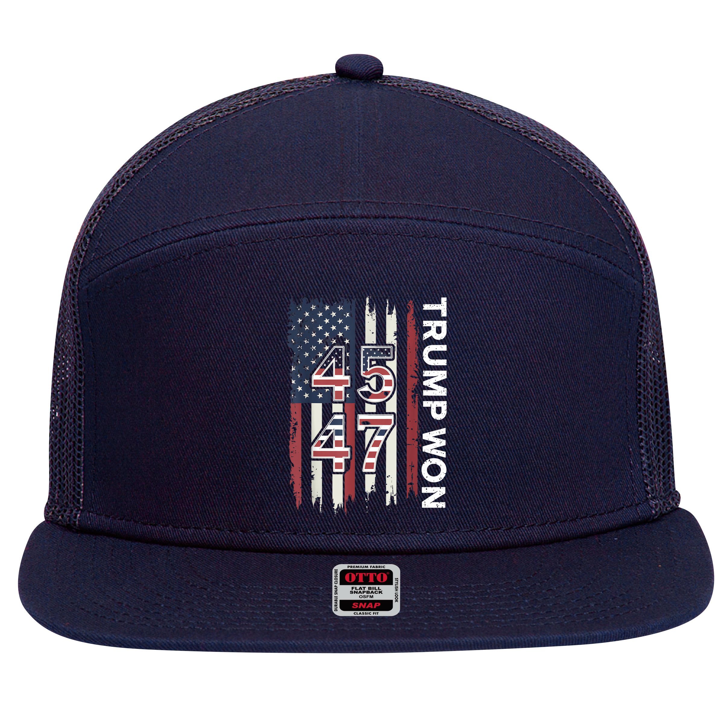 Trump Won 45 47 7 Panel Mesh Trucker Snapback Hat