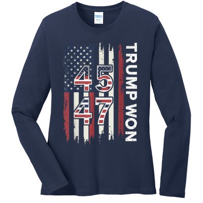 Trump Won 45 47 Ladies Long Sleeve Shirt