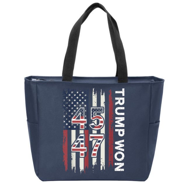 Trump Won 45 47 Zip Tote Bag