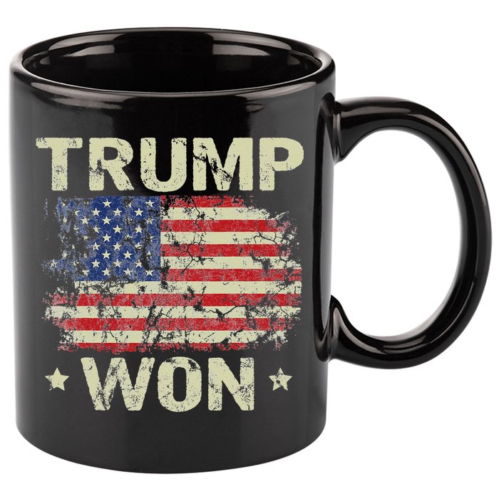 Trump Won 4th of July American Flag 11oz C Handle Ceramic Mug