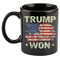 Trump Won 4th of July American Flag 11oz C Handle Ceramic Mug