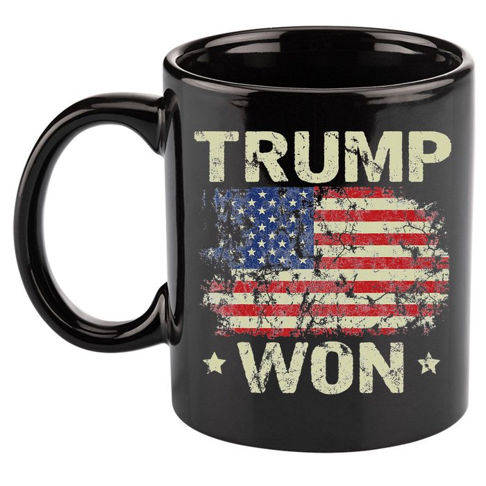 Trump Won 4th of July American Flag 11oz C Handle Ceramic Mug